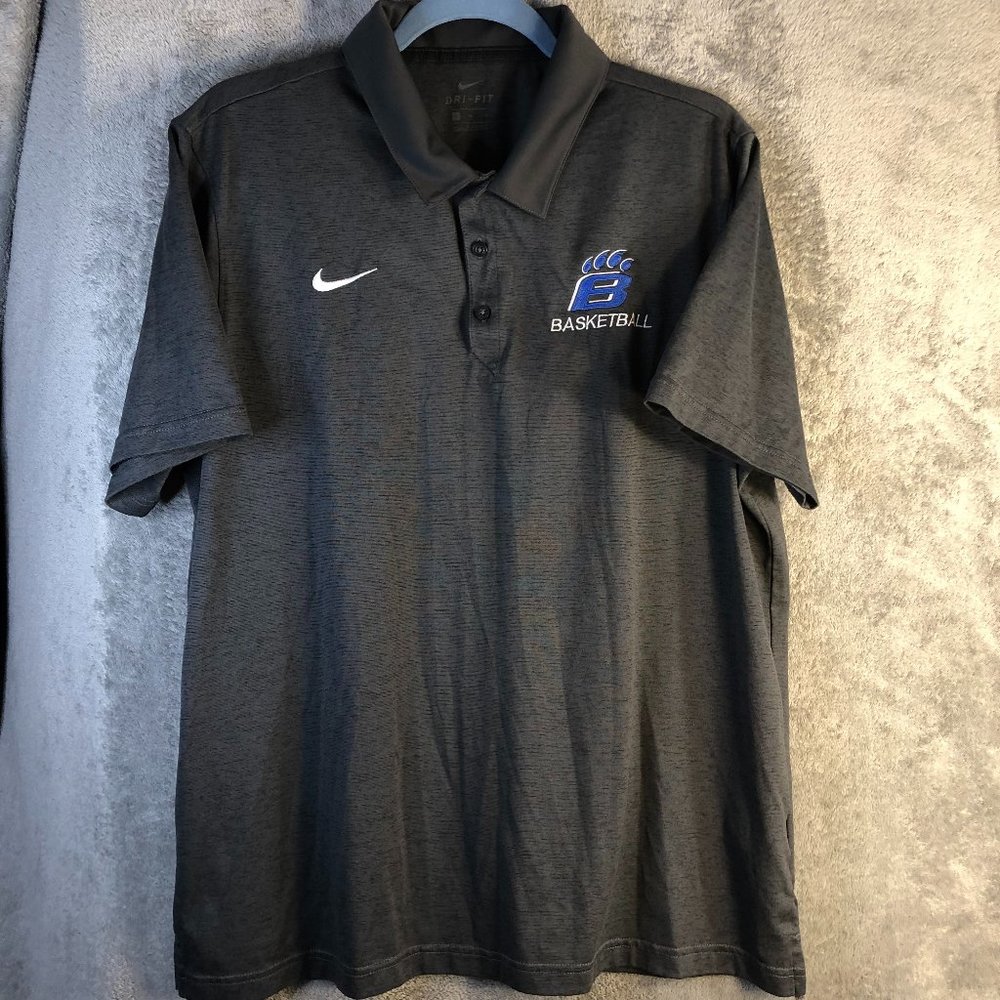 Nike Dri-FIT Men's XL Short Sleeve Black Polo Shirt Basketball Logo CD7068-060